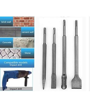 BlueNatHxRPR SDS Plus Hammer Drill Chisel Bits Set Rotary Hammer SDS Bits Set Including Point Chisel Flat Chisel Wide Flat Chisel and Grooving Chisel - Buy Online on GoSupps.com