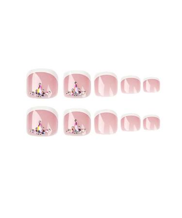 Square Press On French Pink Toenails 24pcs - Foccna Acrylic False Nails - Buy Online on GoSupps.com