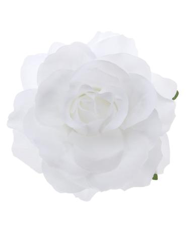 ARTIBETTER Rose Hair Clip Artificial Rose Flower Hairpin Floral Clips Wedding Flamenco Dancer Hair Accessories (White)