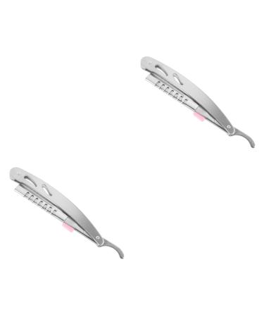 Frcolor 2st razor steel razor with interchangeable blade tools for shaping eyebrows spatula folding razor razor stainless steel man fold hair clip