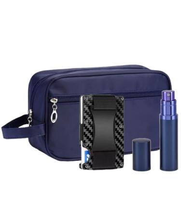 Eau Fraiche for Men 3.4 oz EDT - Luxury Gift Set - Toiletry Bag Fillable Travel Perfume Atomizer and RFID Metal Carbon Fiber Minimalist Wallet - Buy Online on GoSupps.com