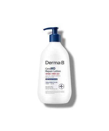 Derma B CeraMD Repair Lotion, Unscented Ceramide Panthenol Body Moisturizer, Fragrance Free, 13.52 Fl. Oz., 400ml