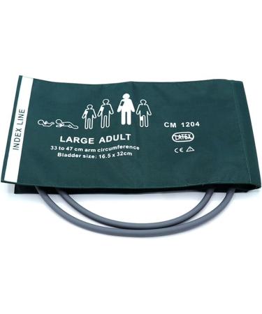 Universal NIBP Cuff for Large Adult 33-47cm Double Tube Reusable Nylon Replacement Blood Pressure Cuff No Connector. Large Adult Green Nylon+dual Tubes
