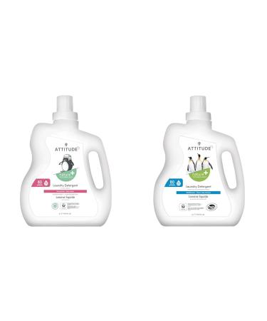 ATTITUDE Baby Laundry Detergent + ATTITUDE Laundry Detergent (Wildflowers) EWG Verified Plant and Mineral-Based HE Compatible 80 Loads (Concentrated) 2 Liters Each Detergent + Detergent 2 Liters