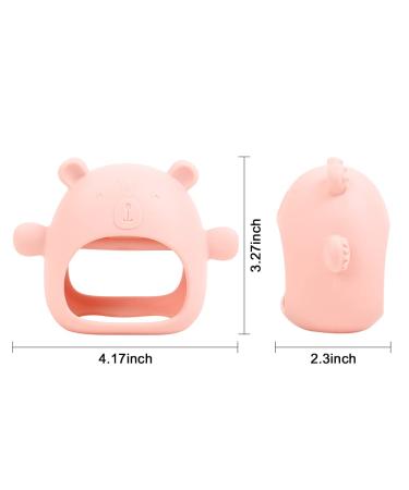 Baby Little Bear Silicone Teething Toy for 3-12 Months Infants - Anti-Dropping Wrist Teether Mitten - Sensory Chew Toy (Pink) - Buy Online on GoSupps.com