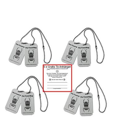 geo-versand 4 x Geocaching TravelBug Origin Silver CopyTag Standard Geocaching trackable Set
