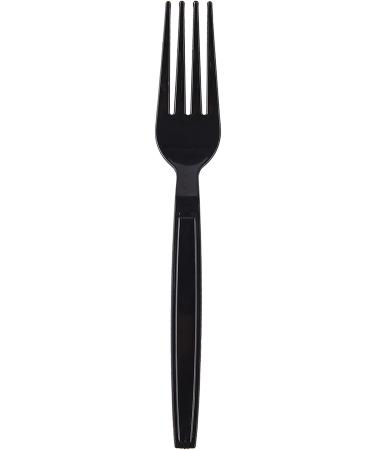 Laojbaba 7-Inch Individually Packaged Black Plastic Forks - 100 PCS | Disposable & Heavy Duty Commercial Takeaway Cutlery - Buy Online on GoSupps.com