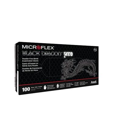 Microflex Black Dragon Zero BD-100N 5mil Disposable Nitrile Gloves w/ Textured Fingertips for Automotive Aftermarket Large Box (100)