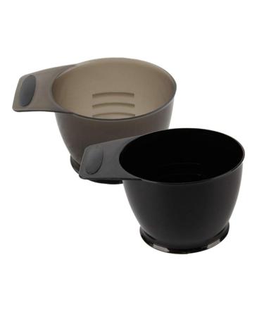 2pcs Hair Dye Bowl Black Baked Oil Bowl Hairdressing Accessories Plastic Non-Slip Dye Bowl with Handle