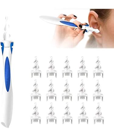 JFENG Earwax Remover Tool Safe Ear Wax Removal Tool 16 Pcs Ear Cleaner Swab Soft Safe Spiral Removal Cleaner Washable Tips Suitable for Children and Adults