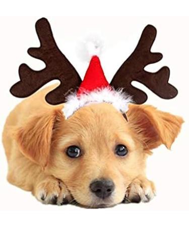 Buy BESTOYARD Pet Headband - Christmas Reindeer Antler with Santa Hat Costume for Dogs & Cats | Festive Holiday Accessories - Buy Online on GoSupps.com