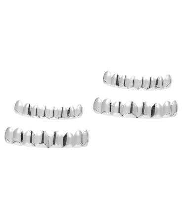 2 Sets Teeth Vampire False Teeth Fake False Teeth Color Fake Teeth Diamond Teeth Top Teeth Grills Vampire Teeth Lovers Accessories Copper Halloween