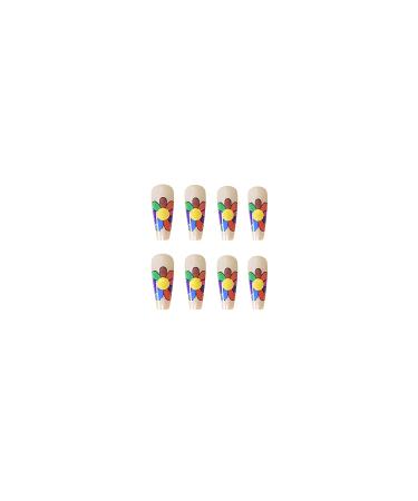 BABALAL Long Fake Nails 24Pcs Nude Glossy Ballerina Acrylic Rhinestone Rainbow Stick on Nails - Women & Girls - Buy Online on GoSupps.com