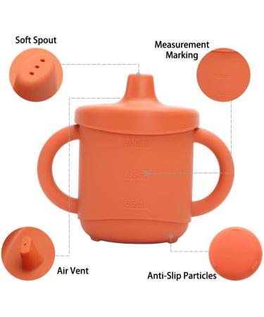 Mengdababy Sippy Cup for Toddler | 3-in-1 Silicone Straw Cup | 7oz Copper Coin Red | BPA Free | Dishwasher & Microwave Safe - Buy Online on GoSupps.com