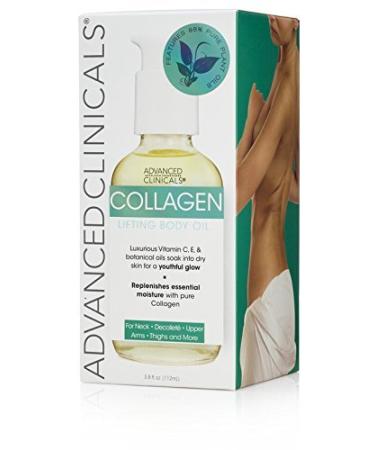 Advanced Clinicals Collagen Lifting Body Oil with Vitamin C & E for Neck, Decollete, Arms & Thighs - 3.8 fl.oz. (112ml) - Buy Online on GoSupps.com