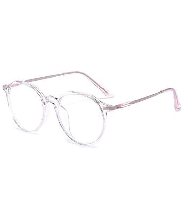 Magimodac fashion reading glasses women men around oval nerd blue light filter computer reading glasses metal reading help visual aid purple 1.5 dioptria