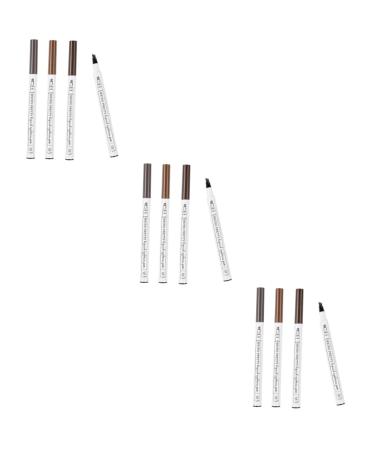 Mipcase 12 Pcs Brow Pencil Eyebrow Pen Eyebrow Makeup Tool Liquid Eyebrow Powder 1 count (Pack of 1) As Shownx3pcs
