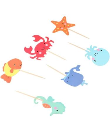 Vctitil 24pcs/Set Ocean Animal Cupcake Toppers Under The Sea Party Cake Flags Baby Shower Birthday Party Cake Decorations - Buy Online on GoSupps.com