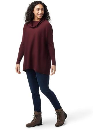 Smartwool Edgewood Poncho Sweater - Women's Black Cherry Heather - XS - Buy Online on GoSupps.com