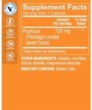 Psyllium Husk Fiber Supplement 840mg - Supports Regularity & Healthy Cholesterol - 300 Capsules - Buy Online on GoSupps.com