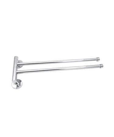 Alipis Stainless Steel Pendant Double Bath Towel Holder Tower Holder Arm Swing No Punching to Rotate Silver Medium
