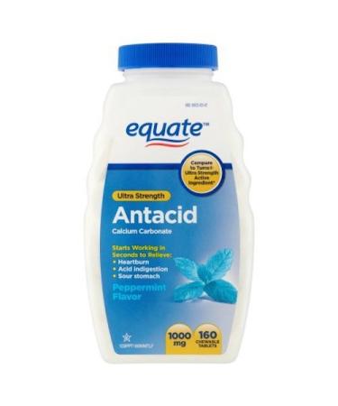 Equate Antacid Ultra Strength 160 Chewable Tablets 1000 Mg Peppermint Flavor