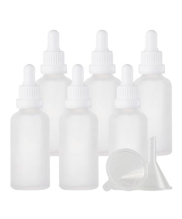 Zeoabsy 6 pieces 50 ml frosted clear glass pipette bottle with white originality lock pipette ring empty clear glass bottle glass pipette drip bottles for essential oils aromatherapy 50ml transparent