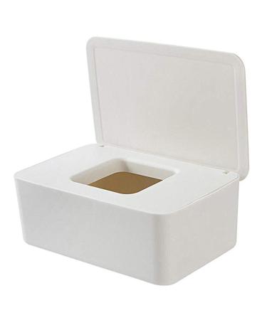 QKFON storage box for wet wipes wet wipes for dry and wet tissue paper napkin holder wet wipes donor holder with lid for home and office (white)