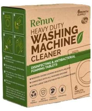 Renuv Washing Machine Cleaner Tablets - 40g Eco-Friendly Solution for Front Load, Top Load, HE Machines - Deep Cleans and Dissolves Slowly for Maximum Effect - Buy Online on GoSupps.com