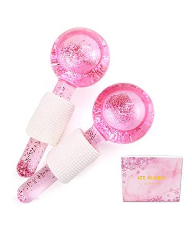Poleview Ice Globes for Facials, Cooling Face Roller, Facial Massage Tools for Daily Skincare, Tightens Skin, Reduce Puffiness and Dark Circles, Anti Ageing, Enhance Circulation - Pink, With Glitter Pink (with Glitter)
