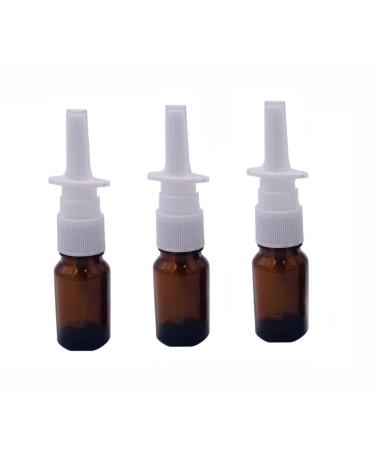 3PCS 5ML Empty Refillable Amber Glass Nasal Spray Bottle Pump Sprayer Snoot Cleanser Container For Medical Dispensing Wash