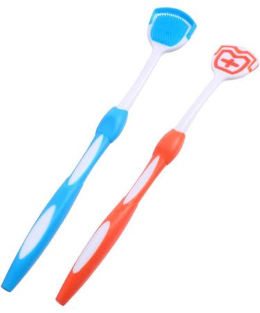 Minkissy 8-Piece Tongue Cleaning Brush Set | Plastic Scraping Tools for Adults | Blue & Orange Tongue Scrapers (19.5x3x0.6cm) - Improve Oral Hygiene - Buy Online on GoSupps.com
