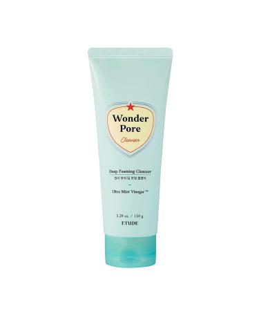 ETUDE Wonder Pore Cleanser 150g (5 fl. Oz) 23AD | Kbeauty | Deep Foam Cleanser for Sensitive Skin to Balance Sebum Level Clean Dirt and Impurities in Pores | Ultra Mint Vinegar for a Fresh Finish
