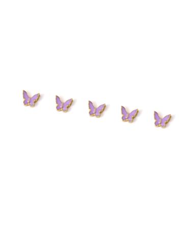 FEIlei 5Piece Colorful Metal Butterfly Nail Decoration Butterfly Charm for DIY Manicure