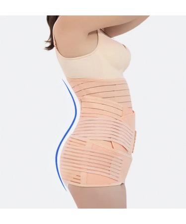 BIONICORE 3-in-1 Postpartum Belly Band Wrap - Abdominal Binder Support Belt for Pregnancy Recovery - C Section Body Shaper in Pink (Size L) - Buy Online on GoSupps.com