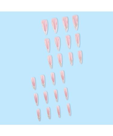 French Tip Press on Nails -Ultra long water droplet nailsPress On Nails with Nail Tips White pearl French fake nails press on nails Acrylic False Nails Cute Artificial Nails - Buy Online on GoSupps.com