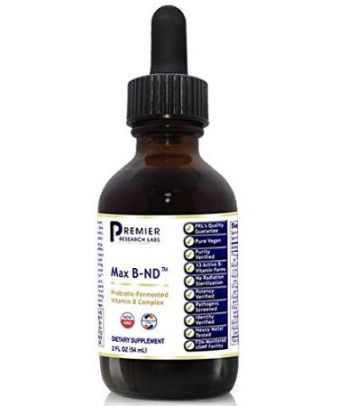 Max B-ND TM 2 fl oz Vegan Product - Probiotic-Fermented Vitamin B Complex Formula for Dynamic Liver Energy Brain and Mood Support