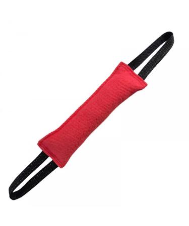 Dongker bite sausage for dogs 30cm dog bite tug toy with two loops tug of tugs and taming for dog training K9 IGP IPO obiedence red (handle with reflex strip)