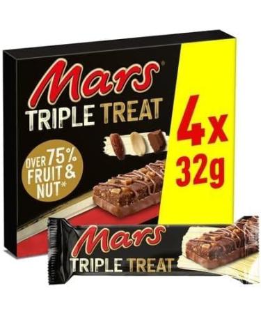 Triple Treat Fruit Nut & Chocolate Bars (4x32g) Pack Of 4 (Multipack Bundle Consisting of Mars Snickers Galaxy & Bounty) - Buy Online on GoSupps.com