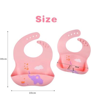 Vicloon Silicone Baby Bib 2PCS Baby Weaning Bibs Waterproof Baby Feeding Bibs Adjustable with Wide Food Catcher Pocket Unisex Toddler Bibs (Pink-Grey) - Buy Online on GoSupps.com