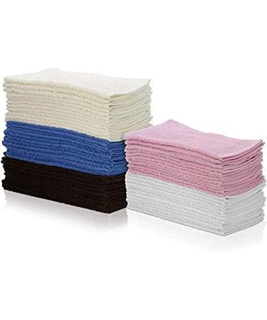 Simpli-Magic 79264 Cotton Washcloths 12x12 Multi Color 50 Pack - White/Blue/Pink/Brown/Beige - Buy Online on GoSupps.com