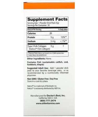 Doctor's Best Marine Collagen with Naticol - 30 Sachets | Support for Radiant Skin - Buy Online on GoSupps.com