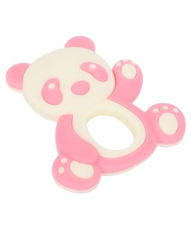 Baby Teething Toy - Cartoon Panda Shape Silicone Teether for Kids | Soft Hugs & Kisses (Pink/Black/Coffee) - Buy Online on GoSupps.com