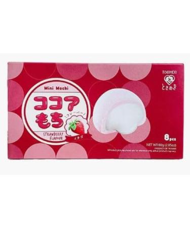 TOKIMEKI Premium Custard Mini Mochi - STRAWBERRY flavour - 80g pack + Heartforcards shipping protection