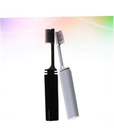 FRCOLOR Portable Charcoal Travel Toothbrush - 2 Pack Foldable Camping Toothbrush with Soft Bristles for Kids & Adults - Buy Online on GoSupps.com