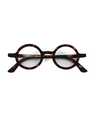 LONDON MOLE Eyewear | Moley Reading Glasses | Round Glasses | Cool Readers | Stylish Reading Glasses | Men's Women's Unisex | Spring Hinges Matte Brown Tortoiseshell 2.0 x