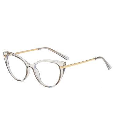 LJczka cat eyes glasses without strength women - blue light block glasses retro blue light glasses blue light filter for PC TV and cell phone clear gray