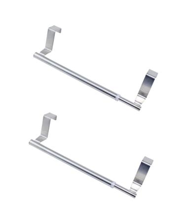 Alipis 2pcs Kitchen Utensil Hanger Traceless Towel Rack Coat Hanger Stainless Steel Kitchen Rack Silverx2pcs 22*7cmx2pcs