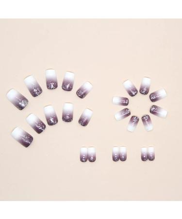 JaoZuyard 24pcs Gradient Purple Square Glossy Press on Nails for Women - Medium Length Fake Nails Set - Buy Online on GoSupps.com