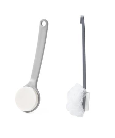 2 pieces bathing sponge brush bathing brush back brush sponge massage brush with long handle with body bathing sponge perfect for improving the blood circulation cellulite massage eliminating fatigue